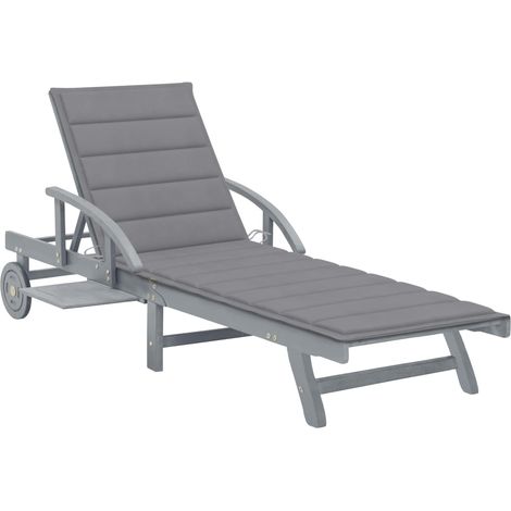 Chaise longue de jardin avec coussin Bois d'acacia solide