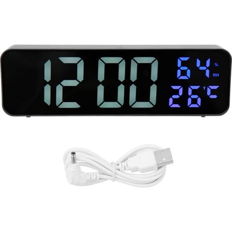 LED 9.1in Miroir Horloge Multifonctionnel Numérique Alarme Date Humidité Horloge pour Chambre Salon Bureau (1/4)