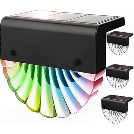 Solarbetriebene LED-Gartenleuchten, 4er-Set für Wege und Zäune im Außenbereich, mehrfarbige Wandleuchten für Einfahrten und Gartengestaltung (1/5)