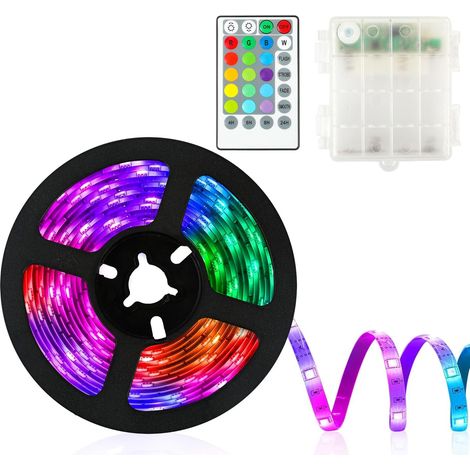 3m RGB LED Strip, 16 Colours, 4 Lighting Modes and 4 Timers with Remote Control, Cabinet Lighting for TV Decoration, Kitchen, Bed (1/5)