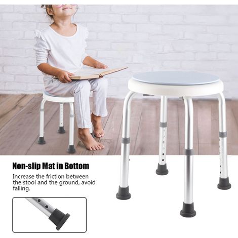 Tabouret de douche rond réglable en alliage d'aluminium, siège pivotant 360° avec sécurité, chaise de bain stable, assise tournante pour salle de bain (1/5)