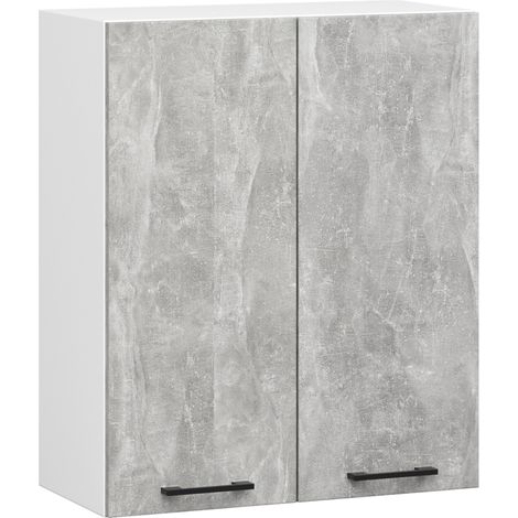Armoires de cuisine haute AKORD W60 OLIWIA H720 Blanc 60 cm 2 portes façade Béton 2 étagères 60x30x72 cm (1/5)