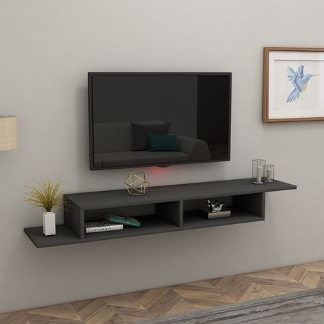 Mobile Porta tv Ivrea, 2 Vani, Peso Supportato 40 kg, Installazione Sospeso, 120x30x18h cm Nero Antracite (1/4)