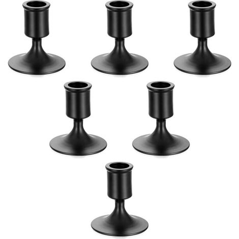 Chandelier Bougeoir Noir Halloween - Lot de 6 Petite Bougeoirs Mariage Métal Décoratifs pour Bougies Chandelles Piliers Noel Decoration Maison L’Avent Centre de Table Moderne (1/4)