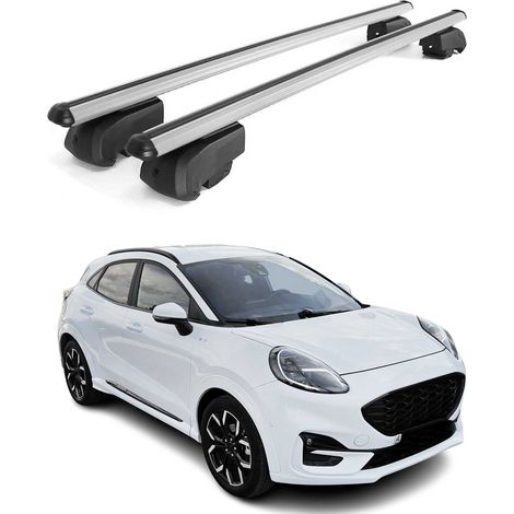 OMAC Aluminium Dachträger Querträger für Ford Puma 2019-2026 – City Crash – ISO/PAS 11154:2006 – Abschließbar – Max. 75 kg – 2 Stangen Silber (1/5)