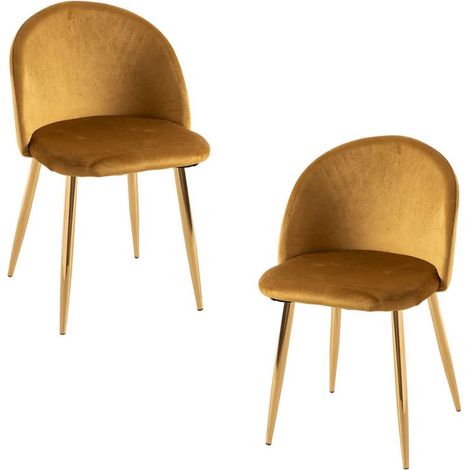 Packs Sillas Comedor - Pack 2 Sillas Vint Terciopelo Golden - Amarillo (1/5)