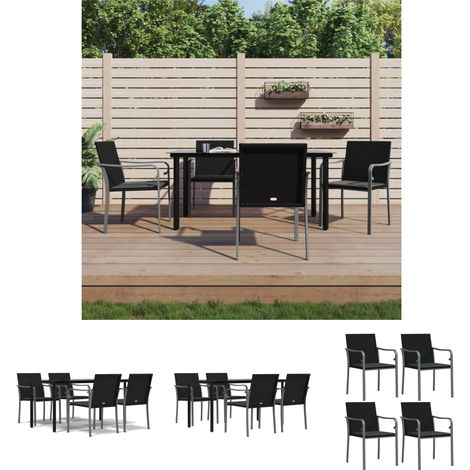 Rattan - vidaXL 5-tlg. Garten-Essgruppe mit Kissen Poly Rattan und Stahl - Stahl (1/5)