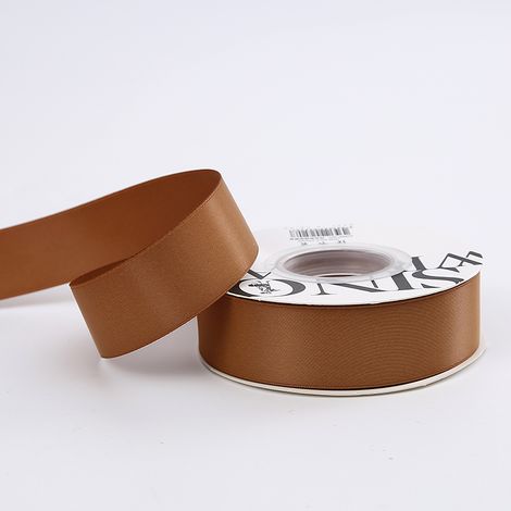 Nastro floreale in raso - Marrone - Rotolo 2,5 cm x 18 m