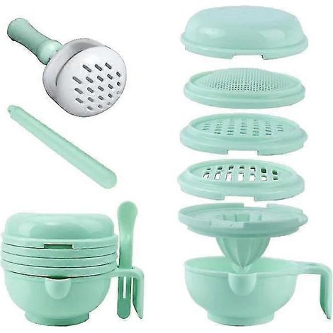 Broyeur à aliments pour bébé, presse-purée, robot culinaire portable, bol de service, presse-légumes et presse-fruits (produits pour bébé, 1 ensemble, vert) (1/5)