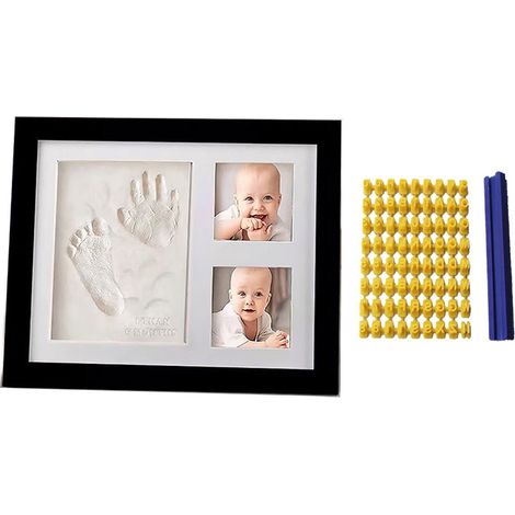 Ensemble de cadres photo avec empreintes de mains et de pieds de bébé, un souvenir de votre bébé, un ensemble pour immortaliser la naissance, comprenant des modèles alphanumériques, Noir, 28 cm x 23 c (1/5)