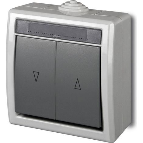 Interruptor de persianas, montaje en superficie, IP55, gris, AQUANT