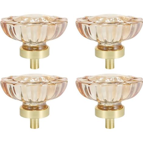 Boutons de Tiroir en Cristal, 4 Pcs Boutons de Porte en Forme de Fleur/Ovale, Décoration Poignées Vintage pour Armoire, Placard, Armoire, Commode (1/5)