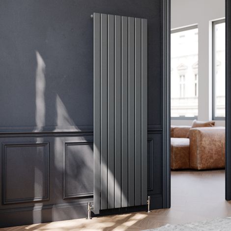 ELEGANT Vertical Column Designer Radiator Flat Panel 1800 x 608 mm Anthracite Single Central Heating