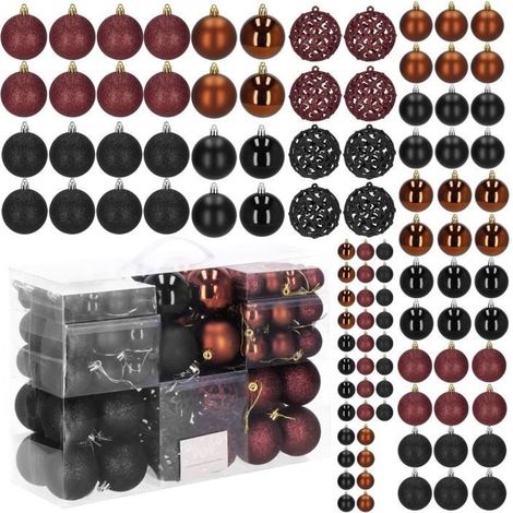 Boules de Noël - SPRINGOS - 100 pièces - Noir, Brun, Bordeaux - Plastique - Décoration élégante (1/4)