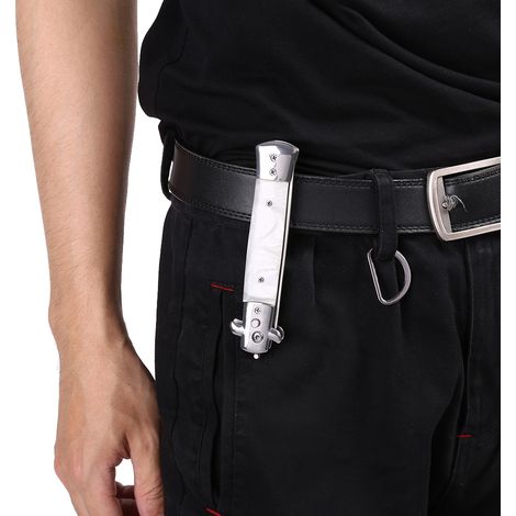 1PC Peigne à Huile Pliable avec Lame Ressort en Acier Inoxydable pour Coiffure (Blanc) (1/3)