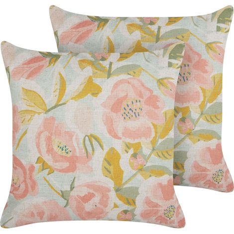 Dekokissen 2er Set ZAHRIYE 45 x 45 cm Rosa Blumenmuster