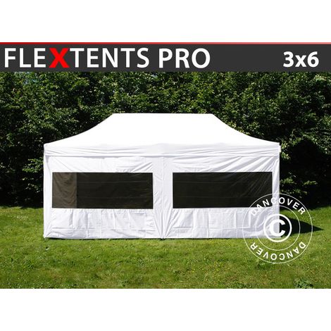 Pop up gazebo FleXtents PRO 3x6 m White, incl. 6 sidewalls
