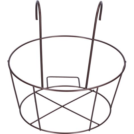 Support suspendu en fer forgé avec rambarde, idéal pour balcon, terrasse ou jardin, finition bronze. (1/5)