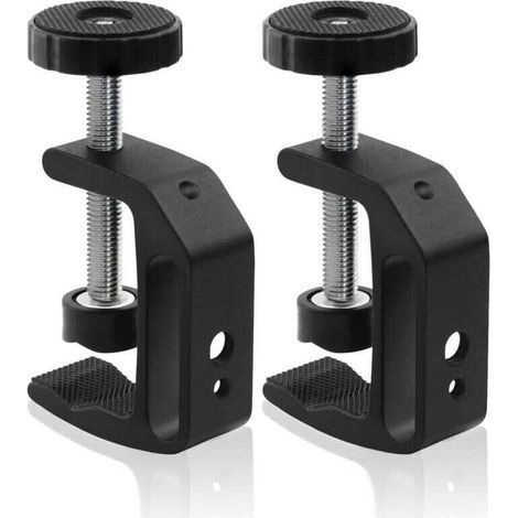 Universal C-clamp with 1/4" and 3/8" threaded holes, suitable for desk stands, LCD monitors, flashlights, desks, carts and workbenches (2 pieces). (1/4)