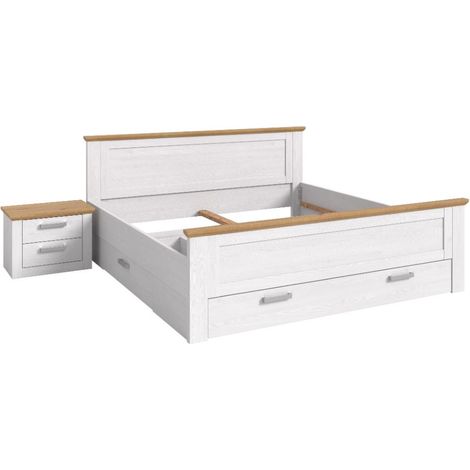 Verona Schlafzimmer-Set Bett 180x200 cm 3 Schubladen, 1 Nachttisch sibirische Lärche Dekor, Eiche Dekor. (1/5)