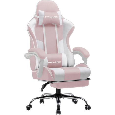 Silla gaming, diseño ergonómico, altura regulable, color rosa. (1/2)
