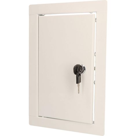 KOTARBAU® Trappe de Visite - Acier Galvanisé - 25x15 cm - Blanc - Porte de Révision pour Cloison Sèche - avec Serrure Et 2 Clés - Trappe D'Accès -  Intérieure Extérieure - Finition Poudre