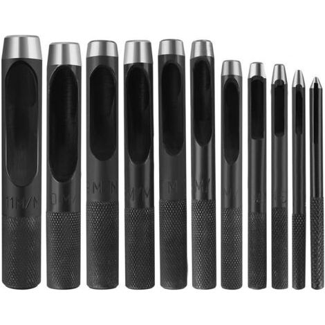 Creux Poinçon en Cuir 11Pcs Poinçon Creux en Acier allié au chrome vanadium Rond Outils de Poinçon de Trou Creux de l'Artisanat en Cuir 1-11mm pour Cuir Bande de Montre Toile (1/5)