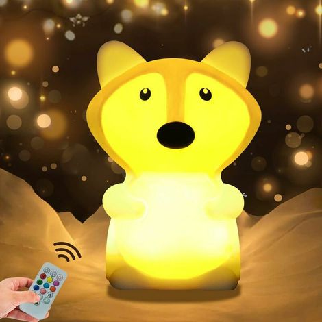 Green Mobility-Veilleuse pour enfants Chambre Lampe Bebe Veilleuse Multicolore veilleuse enfant LED Veilleuse 9 Couleurs Veilleuse Bébé Veilleuse Veilleuse silicone (Télécommande + Tactile Dimm) - moy (1/5)