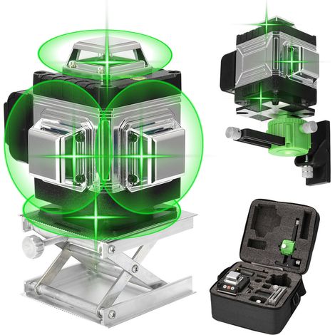 Niveau laser multifonctionnel avec 16 lignes laser horizontales et verticales, système d'auto-nivellement de 3°, télécommande incluse, contrôle à distance via une application mobile (1/5)