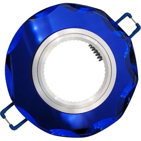 Portafaretto Tondo in Vetro modanato fisso da incasso cartongesso per led GU10 Blu