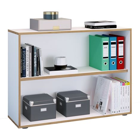 Supporto in legno VCM  File Cabinet salvaspazio  Dimensioni ca. A. 74 x 100 x P. 33 cm  Mensola elegante  Mensola ufficio – Salia 2x L. 100 cm (Bianco)