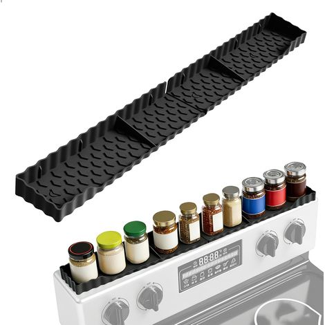 Range Épices Cuisine Tiroir en Silicone 76 cm Magnétique, Rangement Épices Cuisine Antidérapant et Pliable, Organisateur Épices pour Plan de Travail et Tiroir, Porte Épices pour Extensible (1/5)