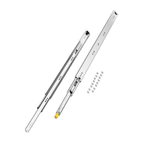 1 Par de Correderas para Cajones de Extensión Completa, Capacidad Carga 113,4 kg, Rodamiento de Bolas con Riel Deslizante para Cajones de Montaje Lateral con Bloqueo, 900 x 53 x 19,5 mm (1/5)