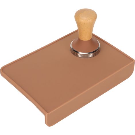 Übergroße Kaffeetampfmatte und hölzerner Kaffeetamper, staubdichte Silikon-Tampermatte für den Heimgebrauch, 51 mm brauner Kaffeetamper (1/5)
