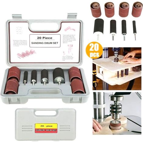 Rosvola Trommelschleifer-Set, 20-teiliges Trommelschleifer-Werkzeugset mit Koffer, für Bohrmaschinen