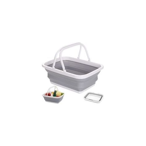 Panier À Linge Pliable Panier de Courses Rectangulaire Pliable Multifonction Boîte Pliable avec Poignée en Silicone et Plastique pour Laver la Vaisselle, Le Camping