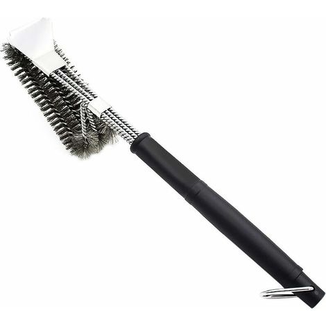 Brosse pour barbecue avec spatule en acier inoxydable 304 et long manche - Idéale pour les barbecues au charbon de bois ou électriques --AquaForge (1/5)