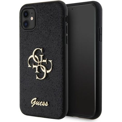 Guess Glitter Script 4G iPhone 11 Hülle Schwarz (1/5)