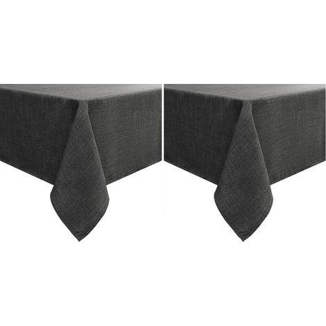 Nappe lavable aspect lin 100x140 cm, gris foncé, lot de 2