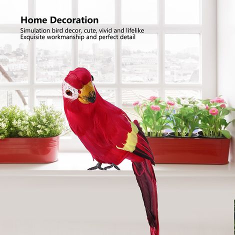 Perroquet artificiel en plumes synthétiques, bel oiseau décoratif pour fête, jardin ou maison (1/5)