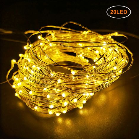 Guirlande Lumineuse LED Fil d'Argent à Piles Blanc Chaud - Décoration pour Noël, Mariage, Fête et Maison (1/5)