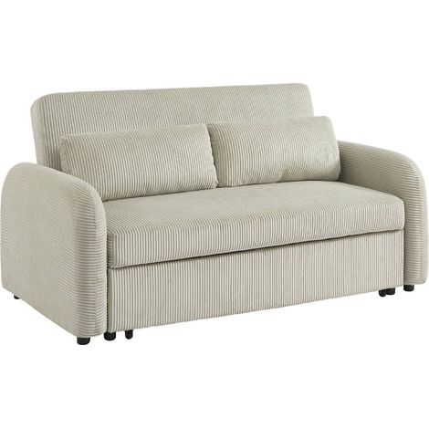 sweeek - 2-Sitzer Schlafsofa mit Cordbezug, Cord, Hellgrau (1/5)