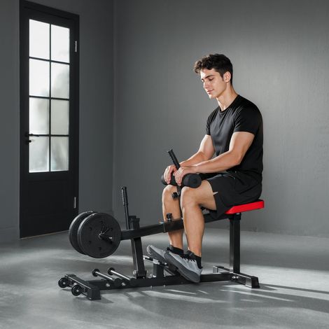 Banco de entrenamiento de piernas, máquina para elevar pantorrillas, con ruedas, equipo deportivo para ejercicios de fitness en casa, acero, negro. (1/5)