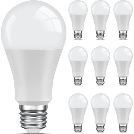 Lot de 10 Ampoule LED E27 Blanc-Chaud,6500K Ampoule Standar,9W Equivalent 60W,Non Dimmable,220V-240V pour Maison Restaurant Café (1/5)