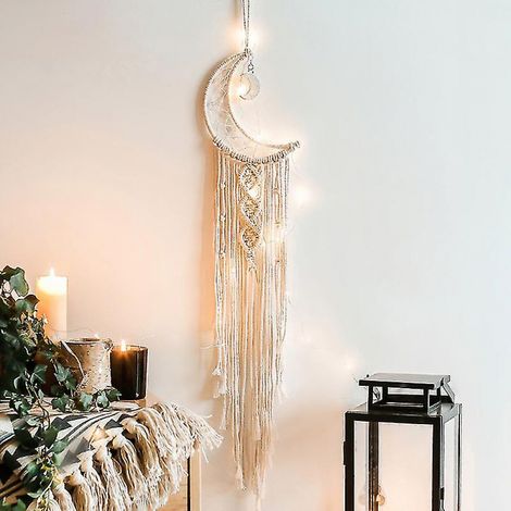 BEBUSINGOTO Attrape-rêves tricoté en macramé pour chambre à coucher, décoration murale pour la maison (1/4)