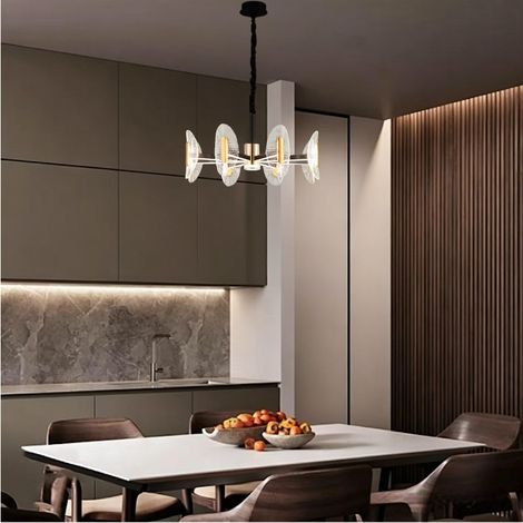 8-flammige moderne LED Pendelleuchte, stilvolle Hängelampe aus robustem Metall und hochwertigem Acryl, Ø 68 cm, 3 wählbare Lichtfarben, dekorative Beleuchtung für Wohnzimmer, Esszimmer und Schlafzimme