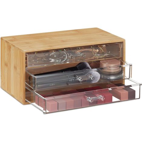 Organizador de maquillaje de bambú