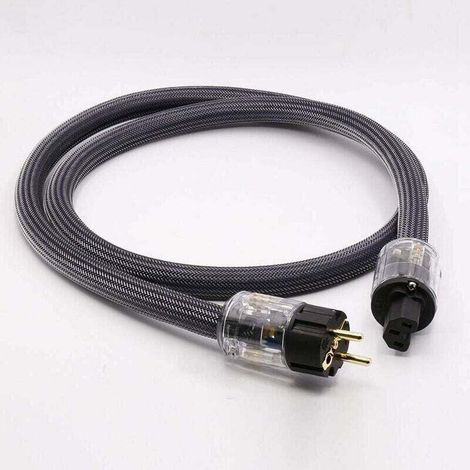 Cuivre pur avec câble d'alimentation HiFi blindé Cordon d'alimentation audio professionnel Câble d'alimentation secteur (plaqué or en norme européenne, 0.5cm)-Crezuo