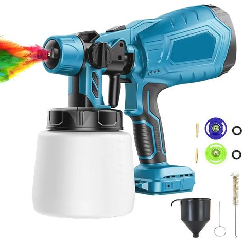 Pistola pulverizadora inalámbrica, pistola pulverizadora para vallas, tres modos de pulverización, adecuada para pintar vallas, cobertizos o muebles de jardín, funciona con una sola batería. (1/5)