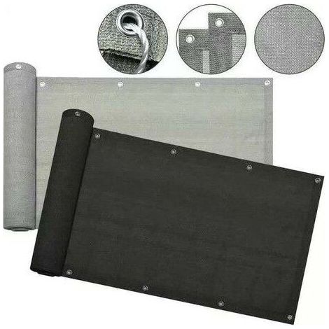 Voile d'ombrage pour balcon, filet d'intimité, voile d'ombrage à bouton recouvert, filet d'ombrage noir 0,93 m (1/5)